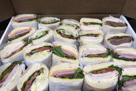 Catering platter of sandwiches